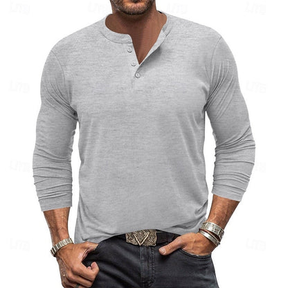 Men's Henley Shirt | Casual Long Sleeve Button-Up