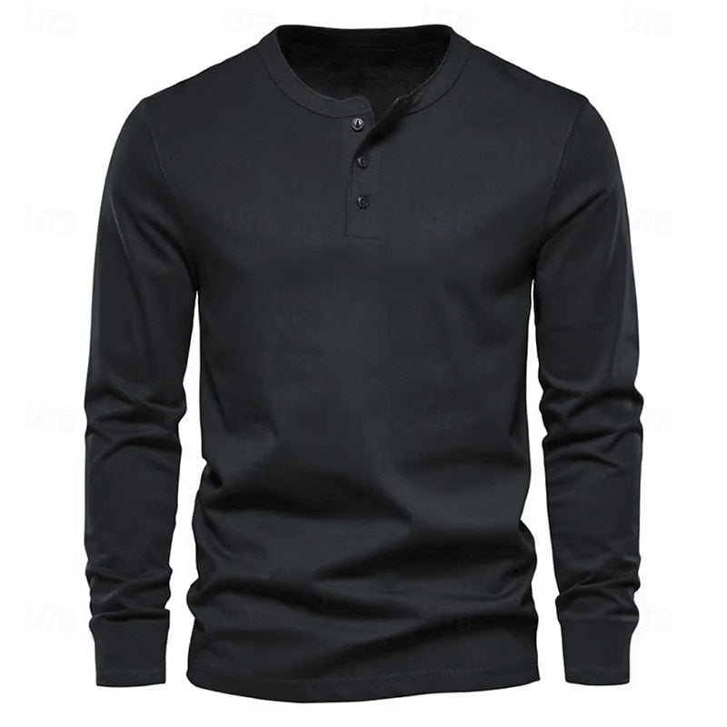 Men's Henley Shirt | Casual Long Sleeve Button-Up