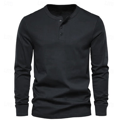 Men's Henley Shirt | Casual Long Sleeve Button-Up