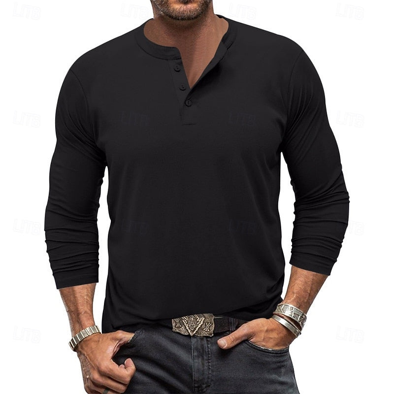 Men's Henley Shirt | Casual Long Sleeve Button-Up