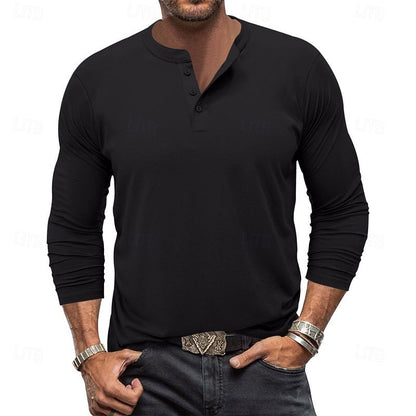 Men's Henley Shirt | Casual Long Sleeve Button-Up