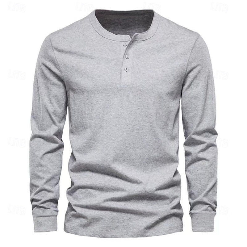 Men's Henley Shirt | Casual Long Sleeve Button-Up