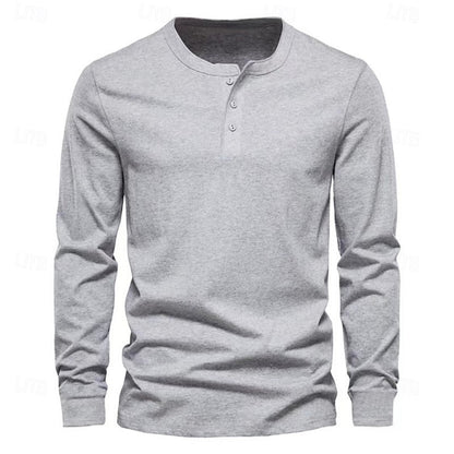 Men's Henley Shirt | Casual Long Sleeve Button-Up
