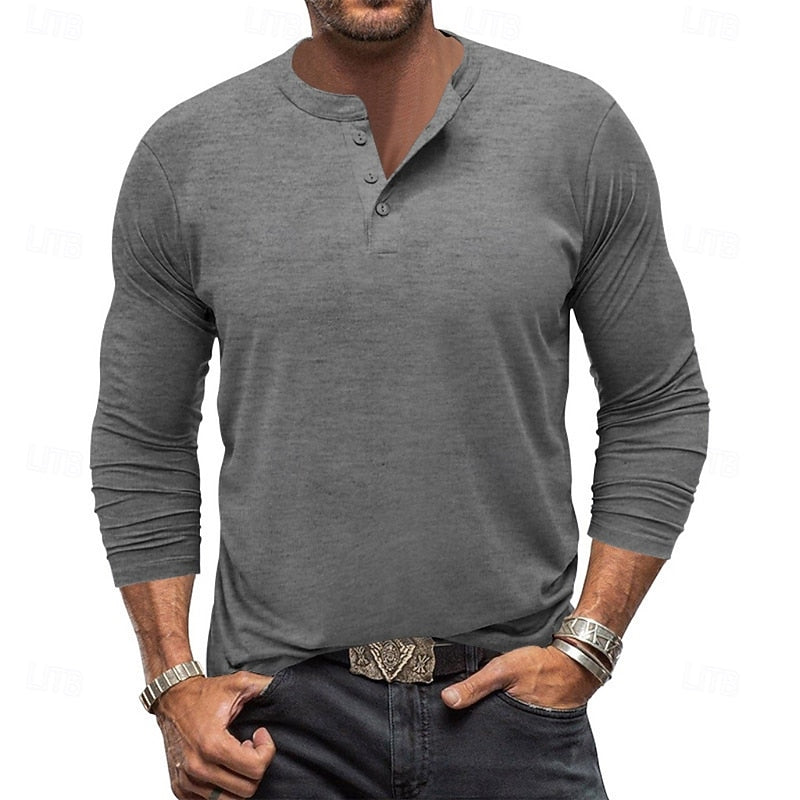 Men's Henley Shirt | Casual Long Sleeve Button-Up