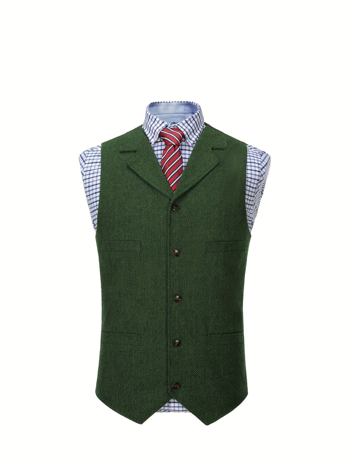 Men's Herringbone Vest with Pockets | Formal Wedding