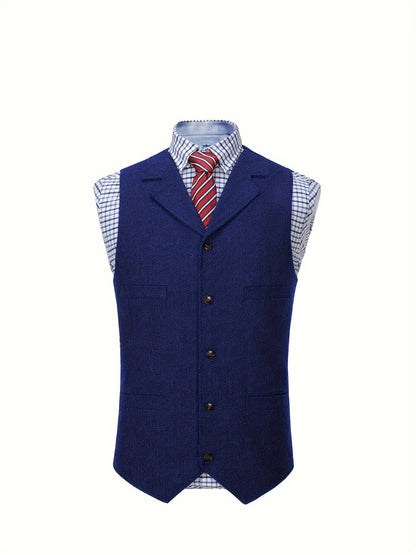 Men's Herringbone Vest with Pockets | Formal Wedding
