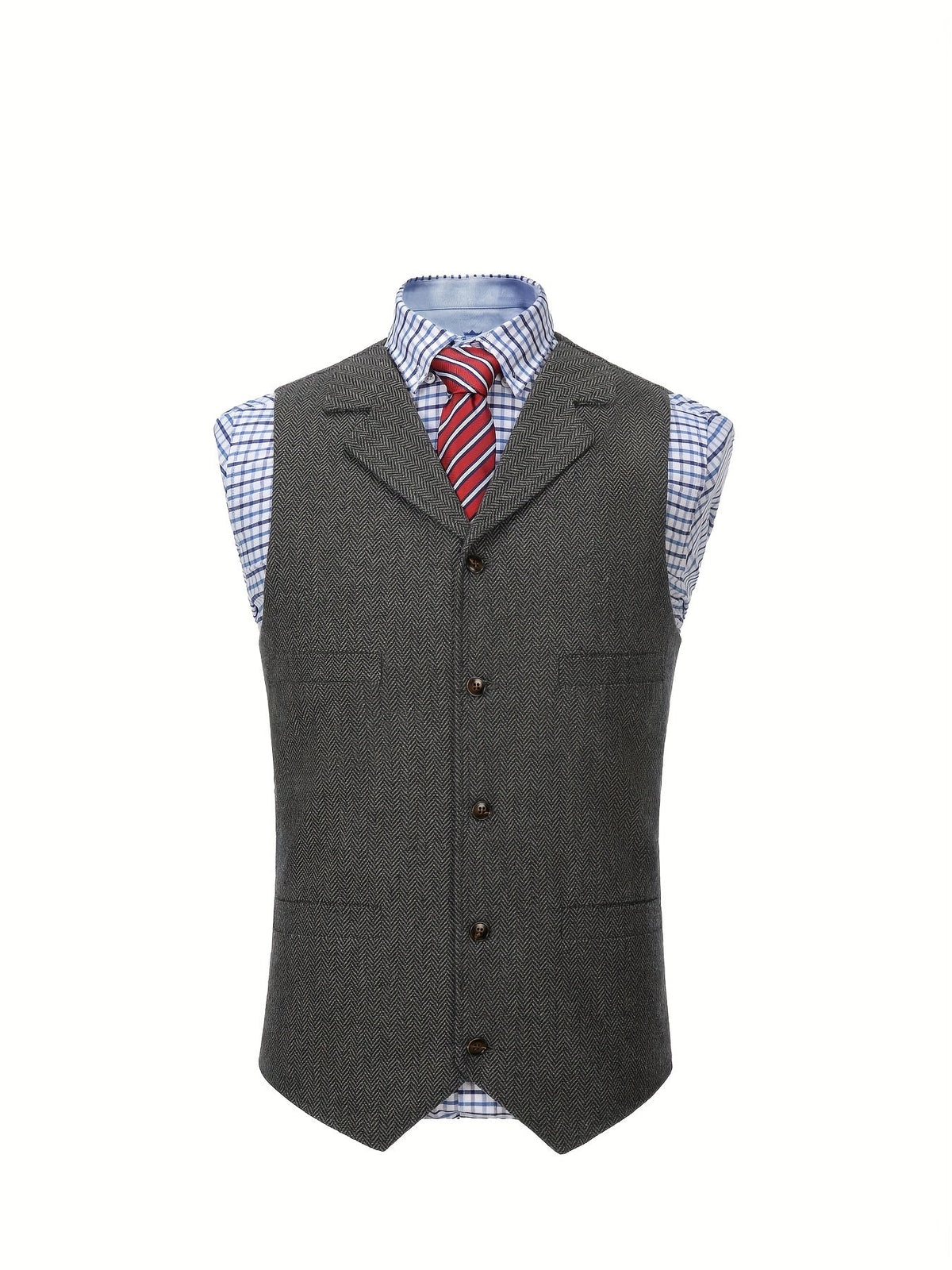 Men's Herringbone Vest with Pockets | Formal Wedding