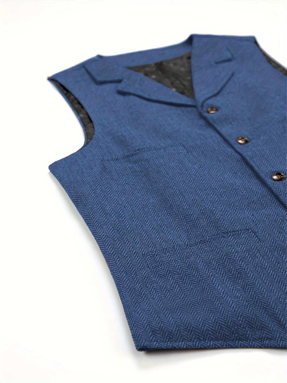 Men's Herringbone Vest with Pockets | Formal Wedding