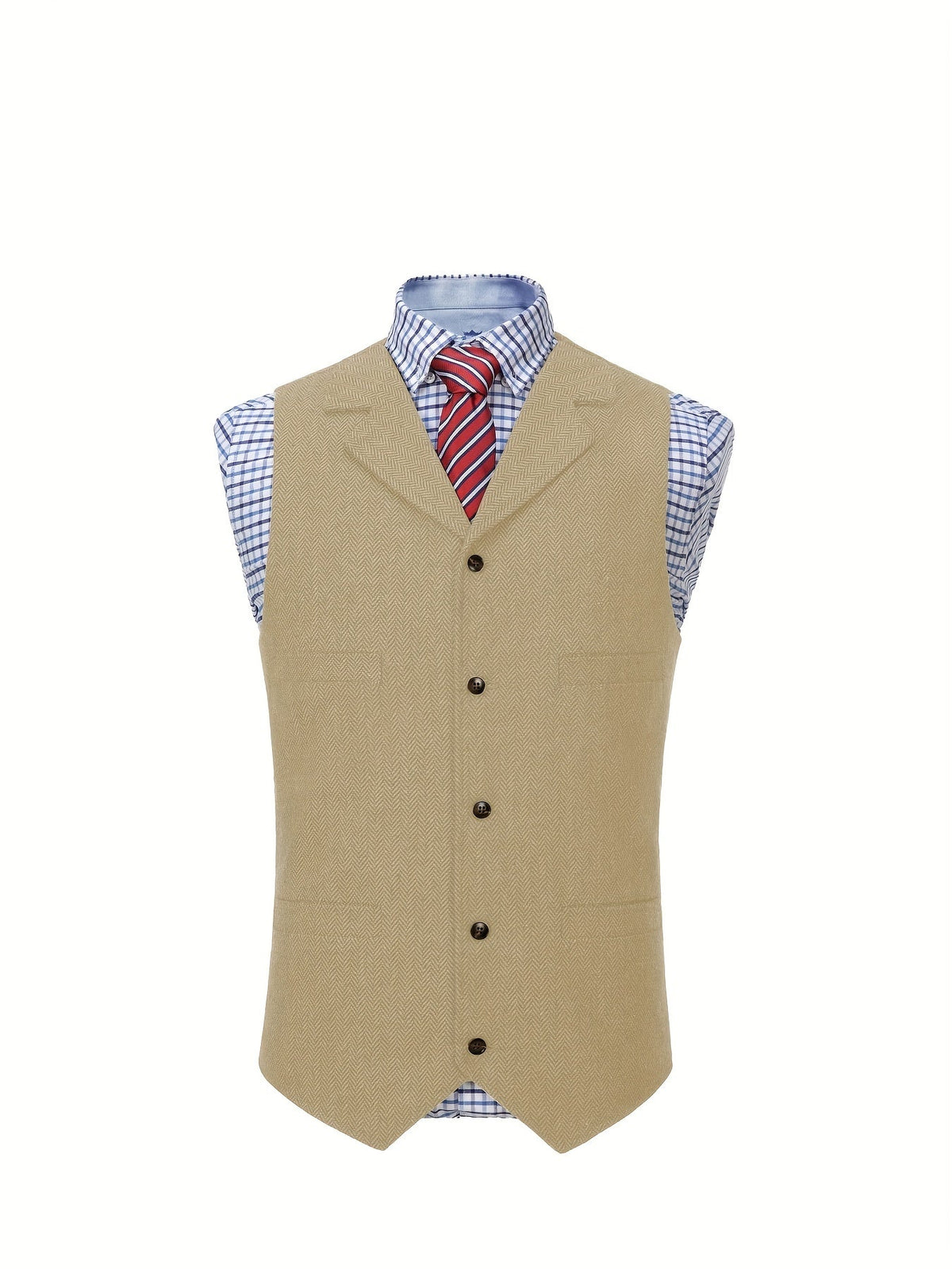 Men's Herringbone Vest with Pockets | Formal Wedding