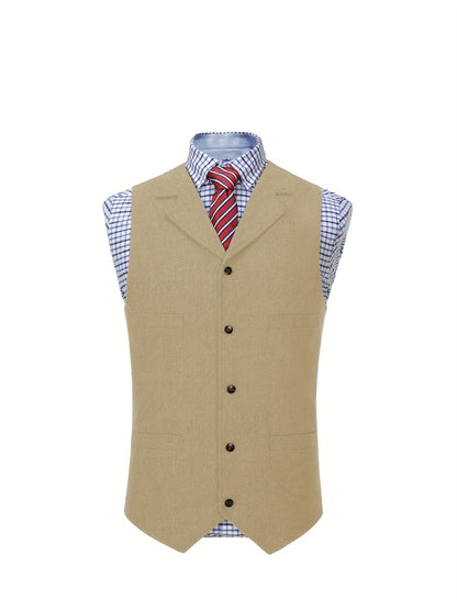 Men's Herringbone Vest with Pockets | Formal Wedding