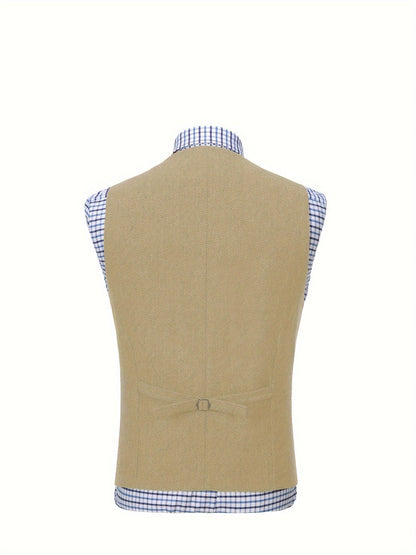Men's Herringbone Vest with Pockets | Formal Wedding