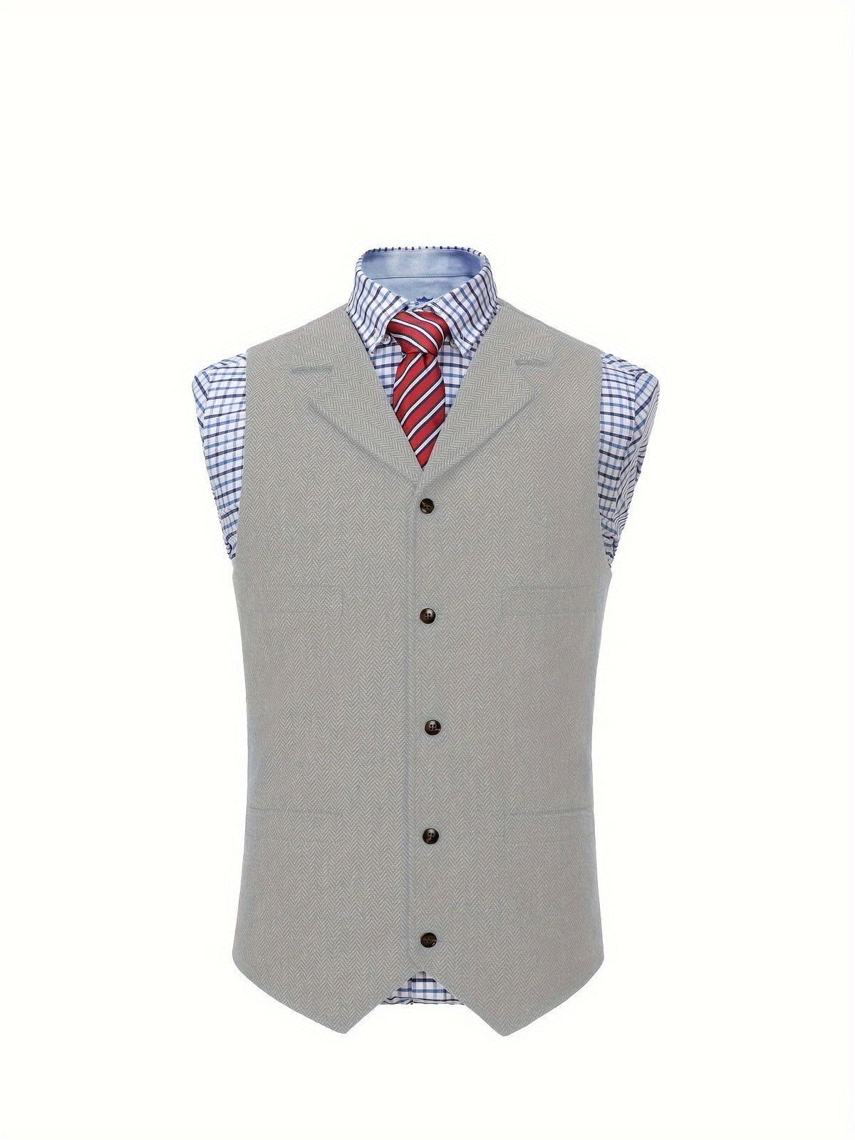 Men's Herringbone Vest with Pockets | Formal Wedding