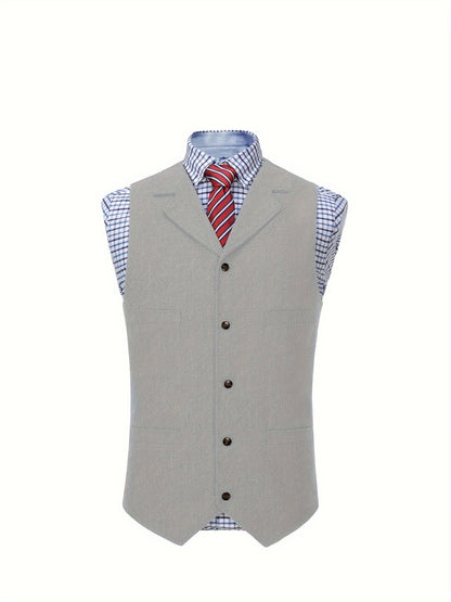 Men's Herringbone Vest with Pockets | Formal Wedding