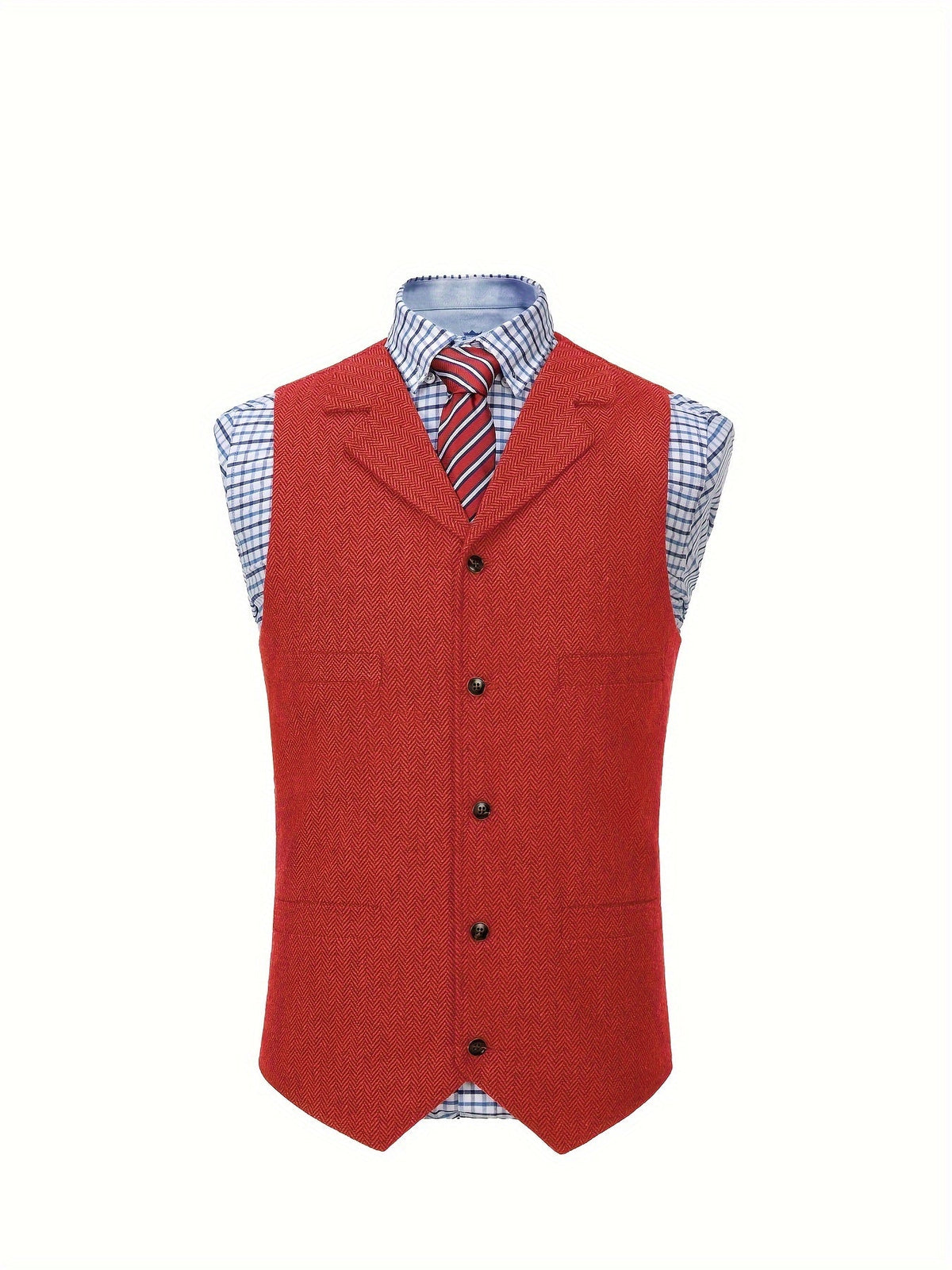 Men's Herringbone Vest with Pockets | Formal Wedding