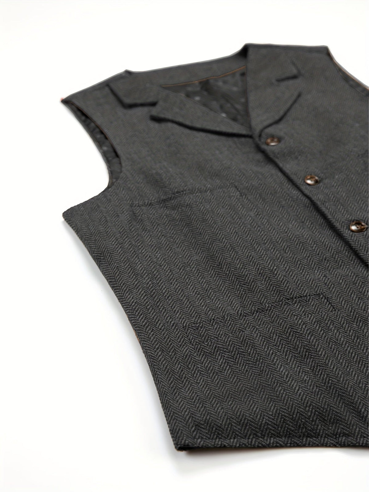 Men's Herringbone Vest with Pockets | Formal Wedding
