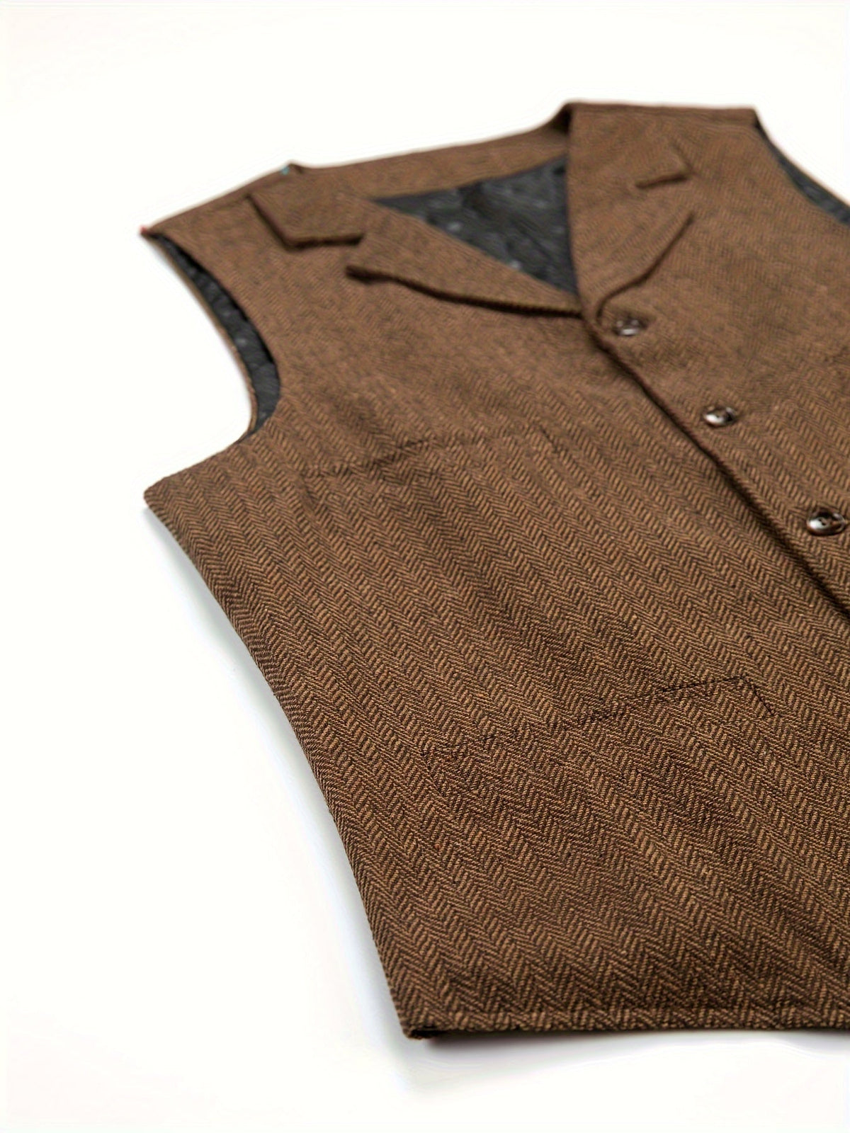 Men's Herringbone Vest with Pockets | Formal Wedding