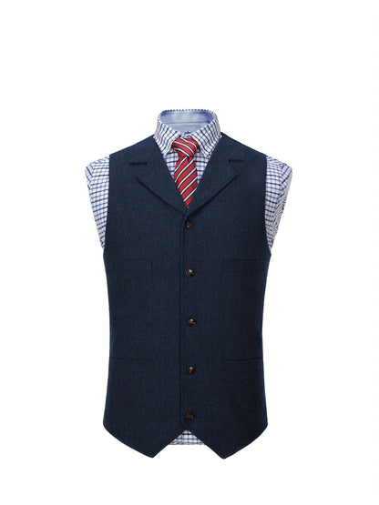 Men's Herringbone Vest with Pockets | Formal Wedding