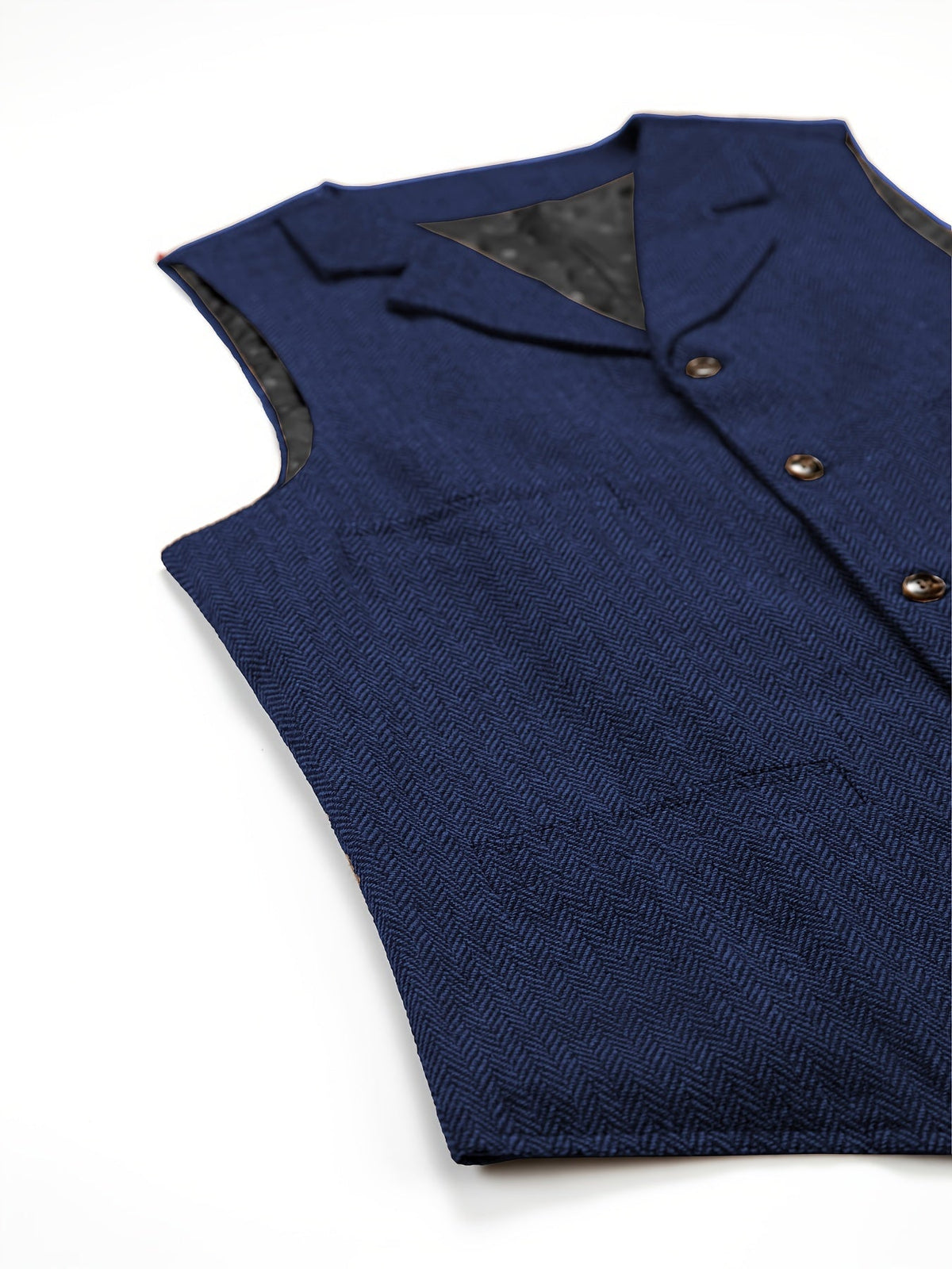 Men's Herringbone Vest with Pockets | Formal Wedding