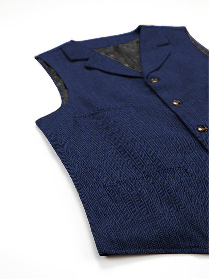 Men's Herringbone Vest with Pockets | Formal Wedding