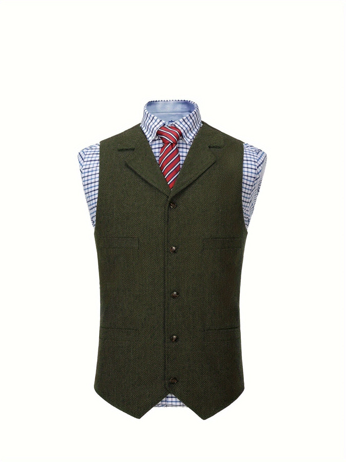 Men's Herringbone Vest with Pockets | Formal Wedding
