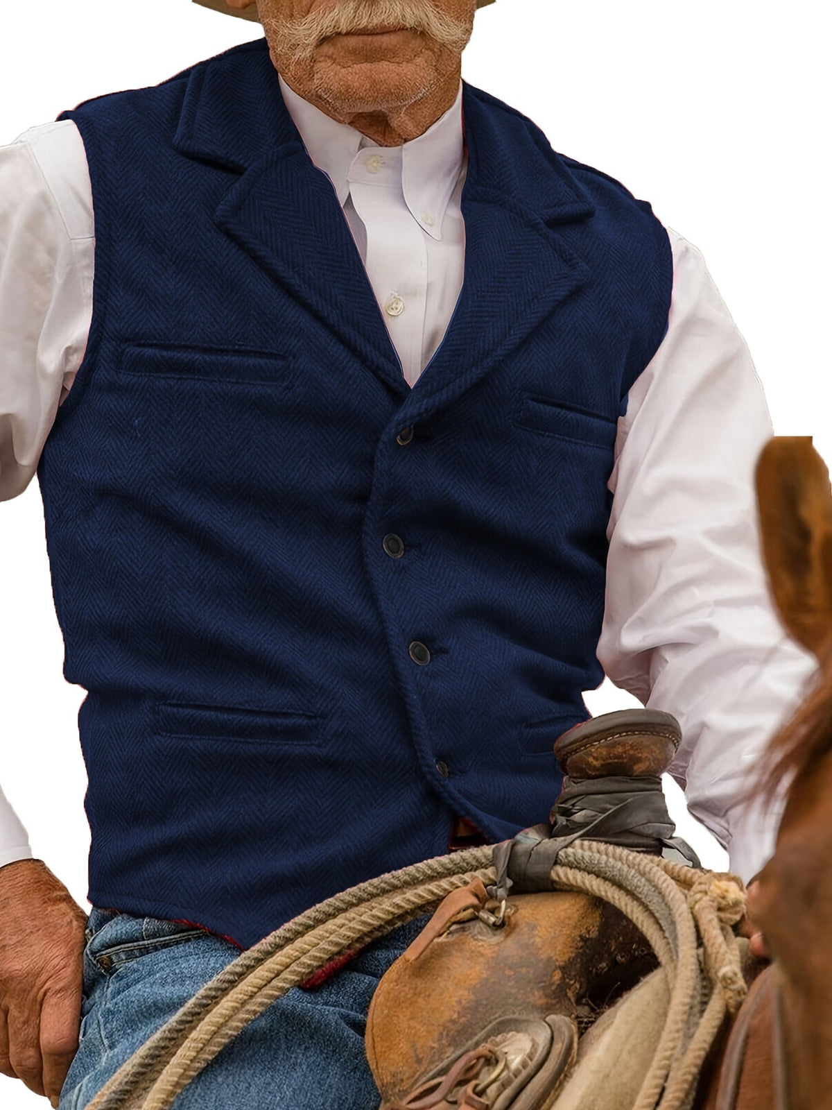 Men's Herringbone Vest with Pockets | Formal Wedding