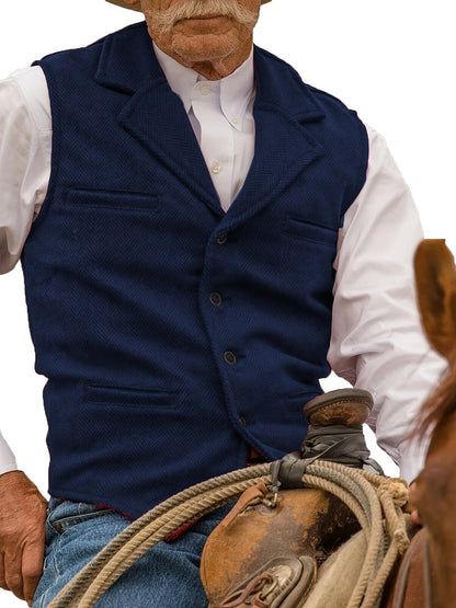 Men's Herringbone Vest with Pockets | Formal Wedding