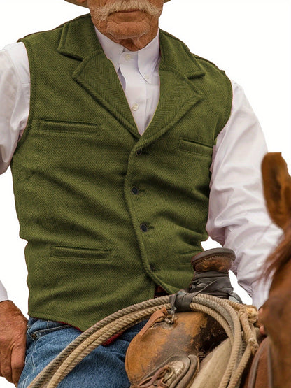 Men's Herringbone Vest with Pockets | Formal Wedding
