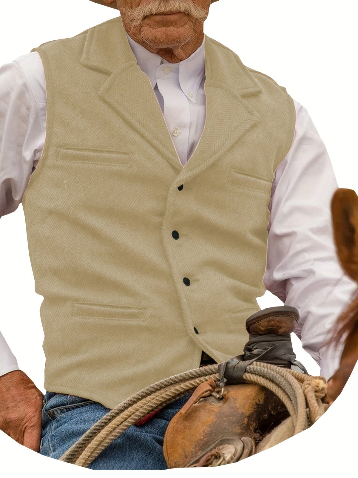Men's Herringbone Vest with Pockets | Formal Wedding