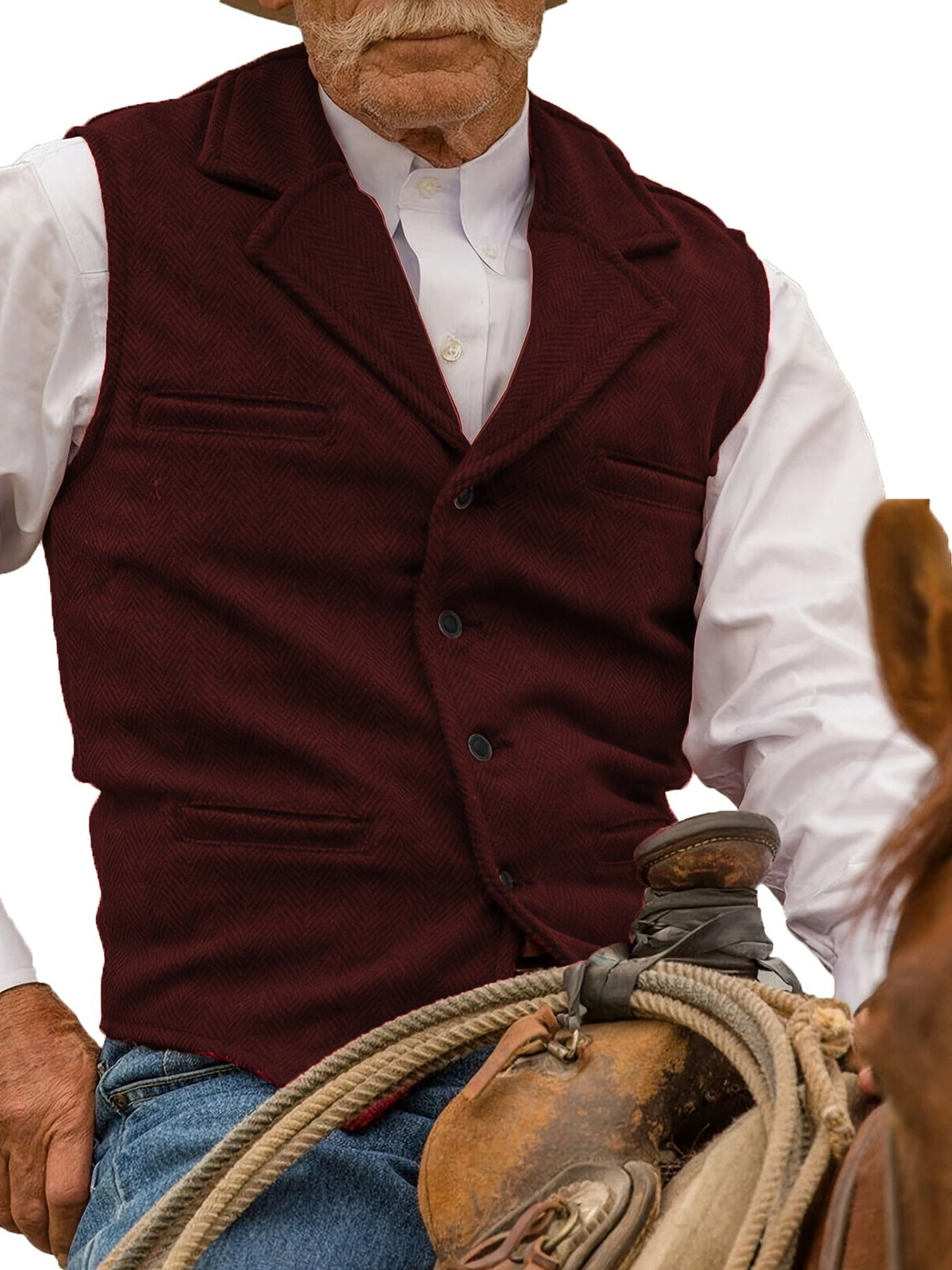Men's Herringbone Vest with Pockets | Formal Wedding