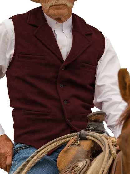 Men's Herringbone Vest with Pockets | Formal Wedding