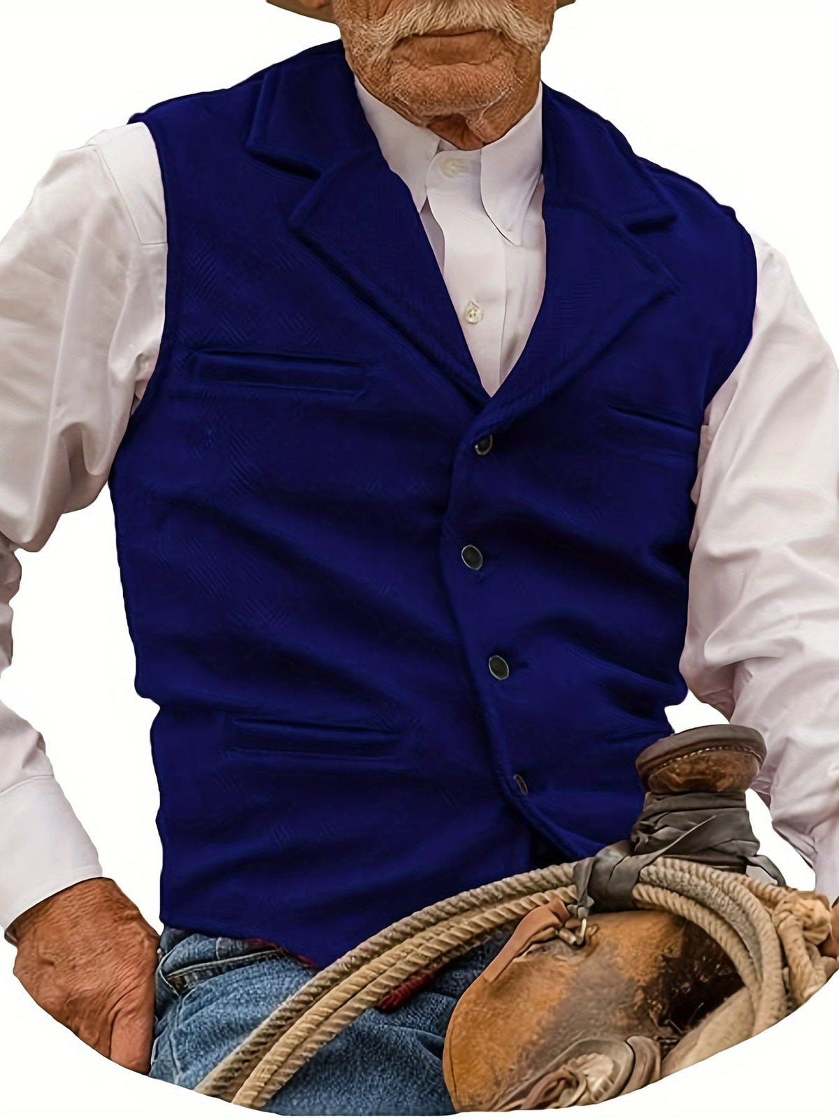 Men's Herringbone Vest with Pockets | Formal Wedding
