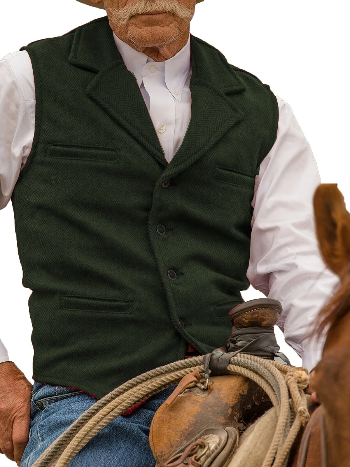 Men's Herringbone Vest with Pockets | Formal Wedding