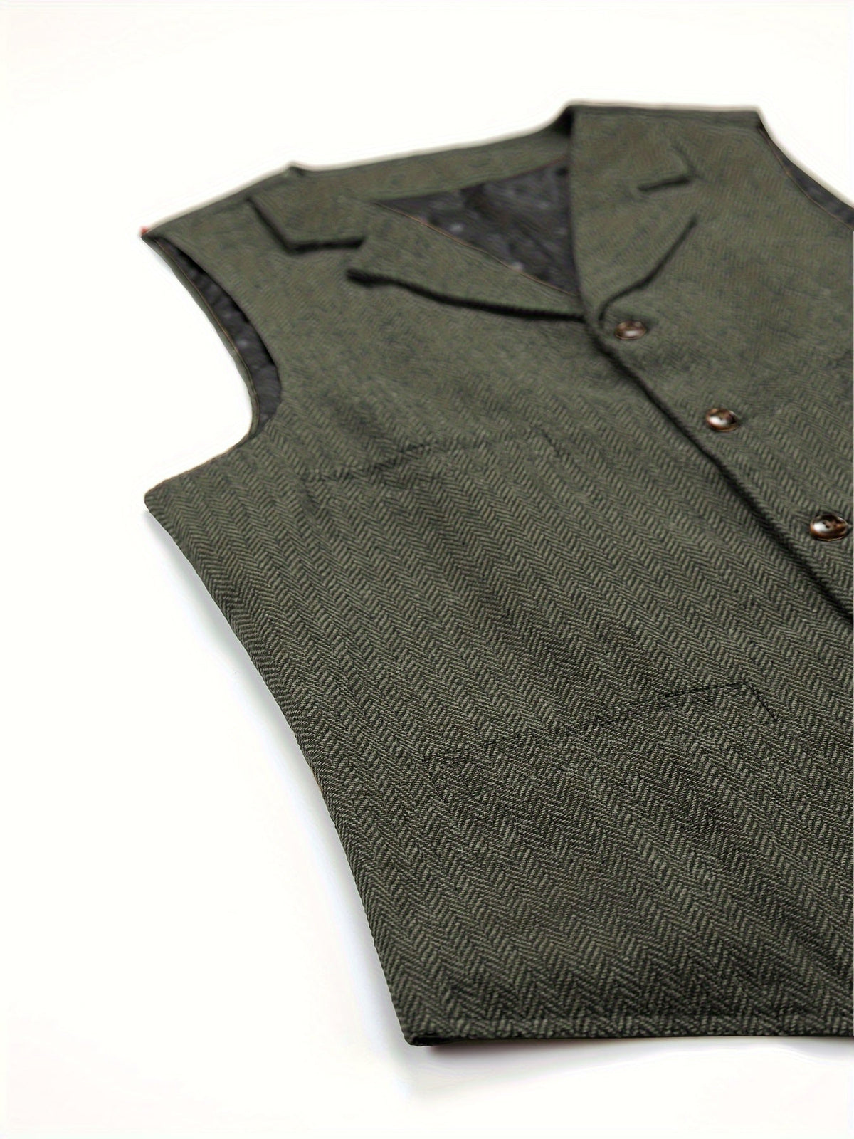Men's Herringbone Vest with Pockets | Formal Wedding