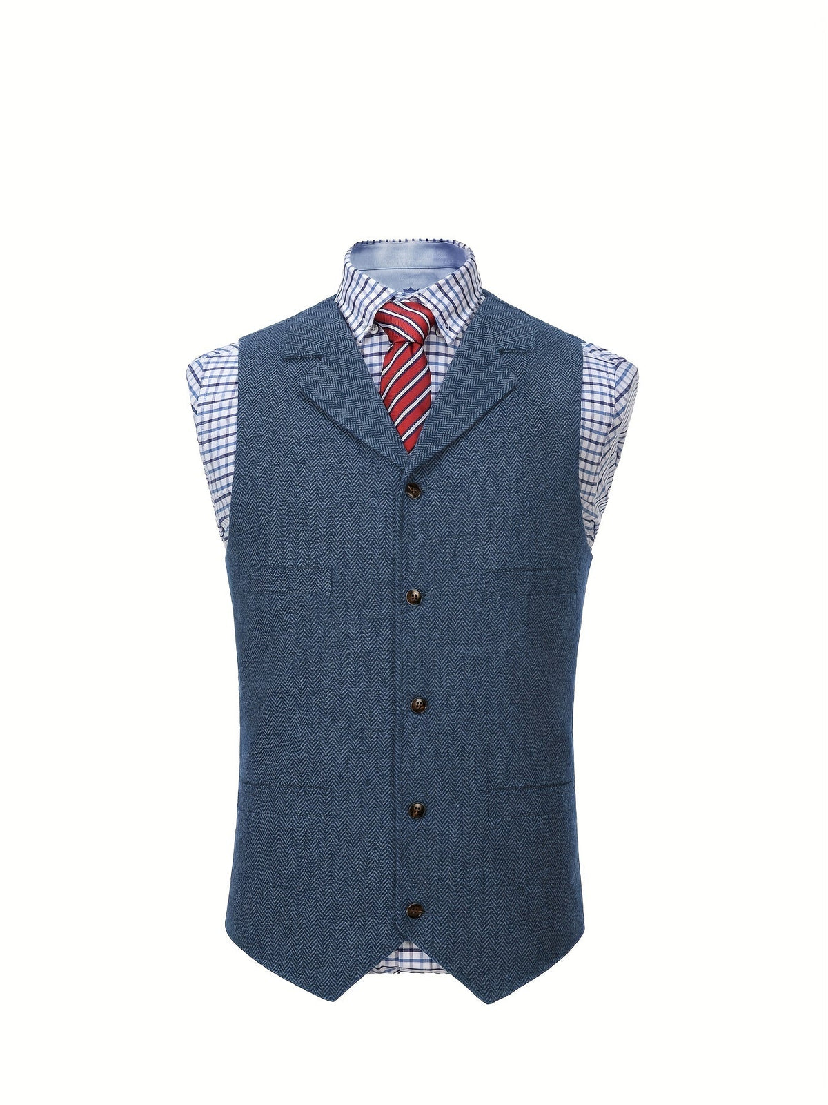 Men's Herringbone Vest with Pockets | Formal Wedding