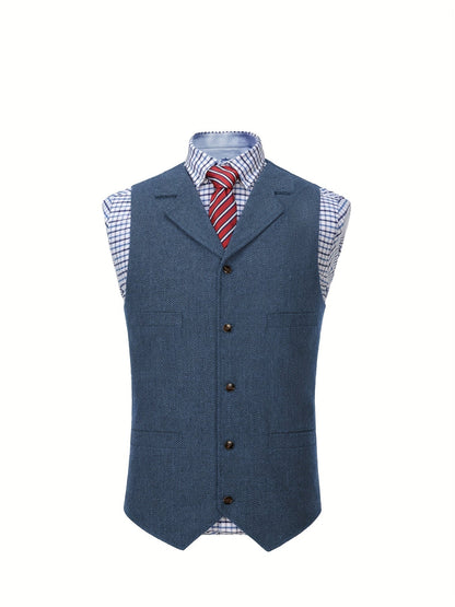 Men's Herringbone Vest with Pockets | Formal Wedding