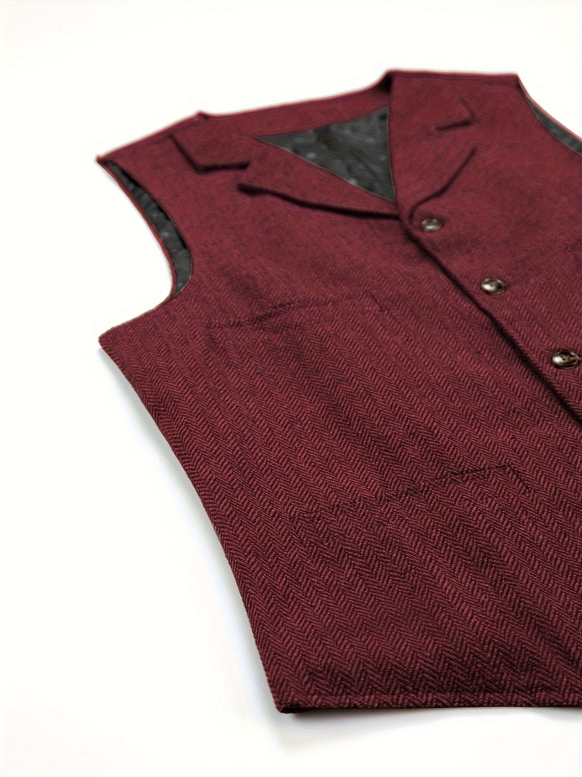 Men's Herringbone Vest with Pockets | Formal Wedding