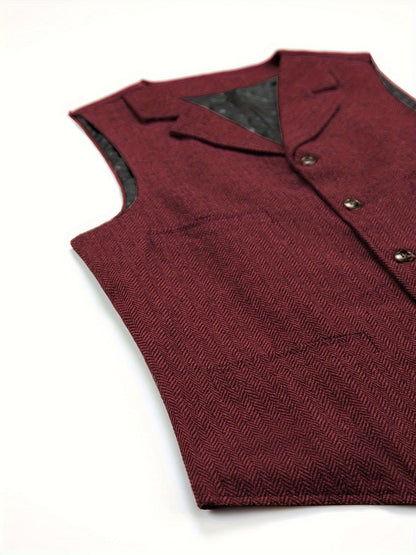 Men's Herringbone Vest with Pockets | Formal Wedding