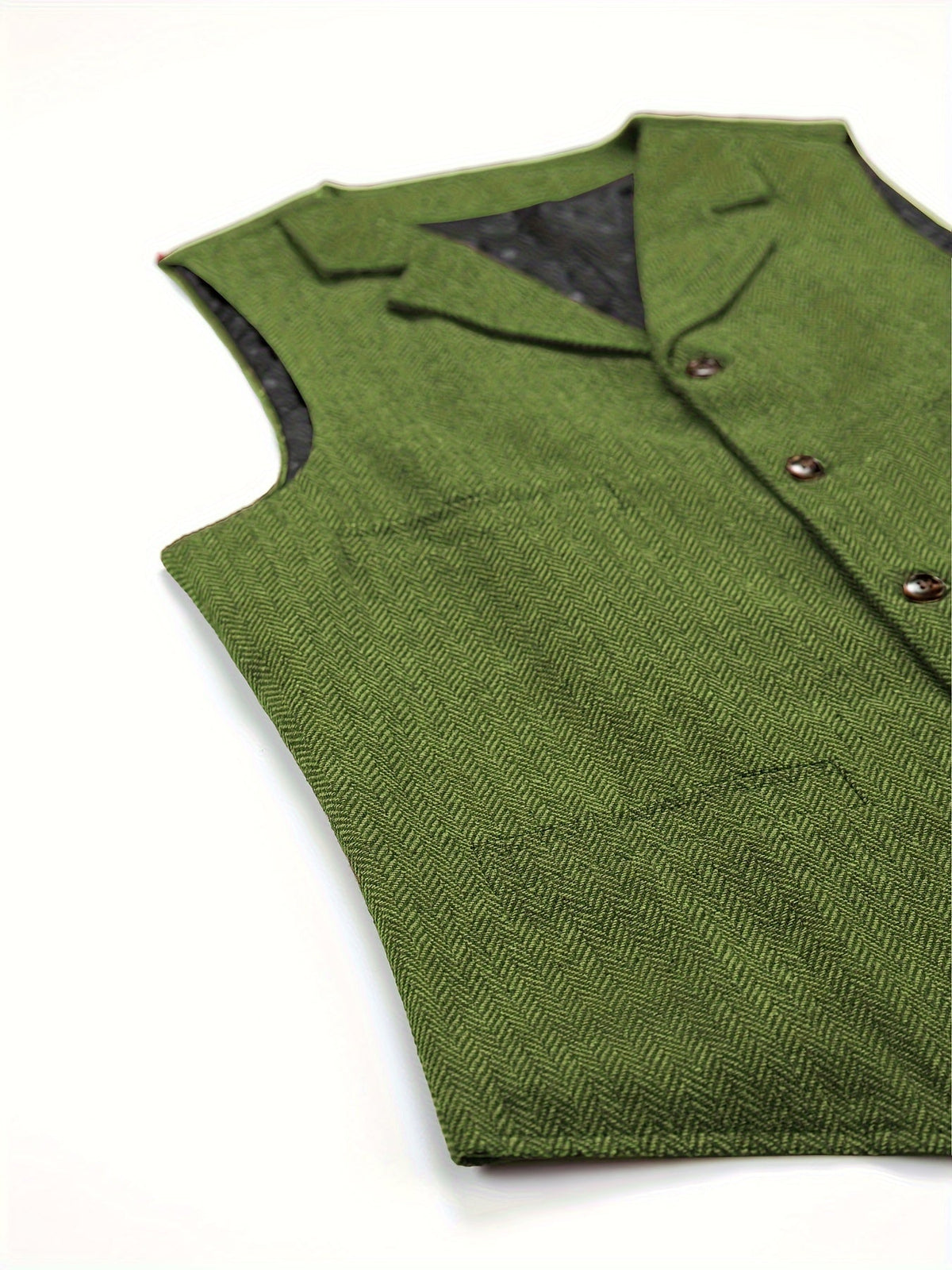 Men's Herringbone Vest with Pockets | Formal Wedding