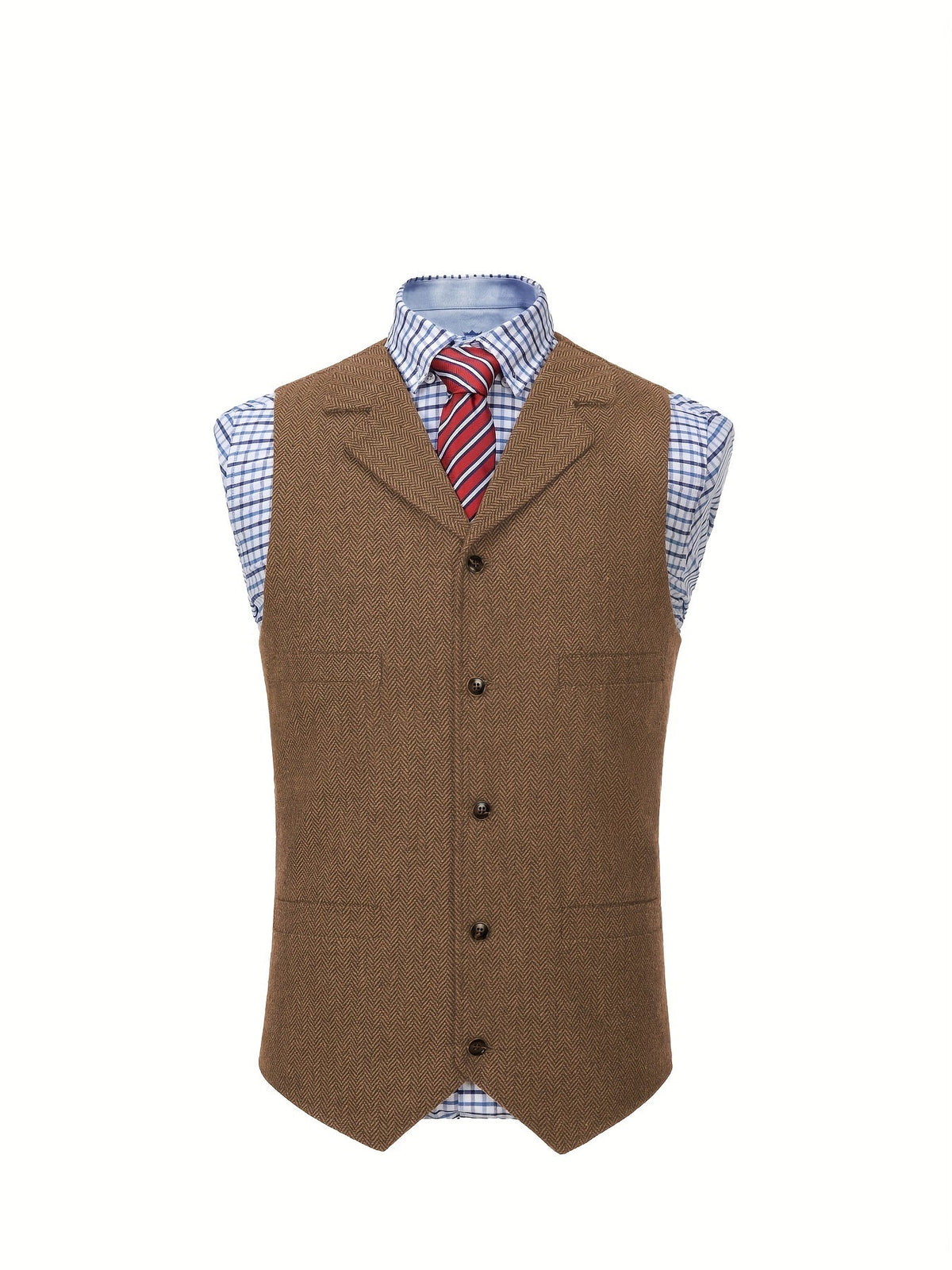Men's Herringbone Vest with Pockets | Formal Wedding