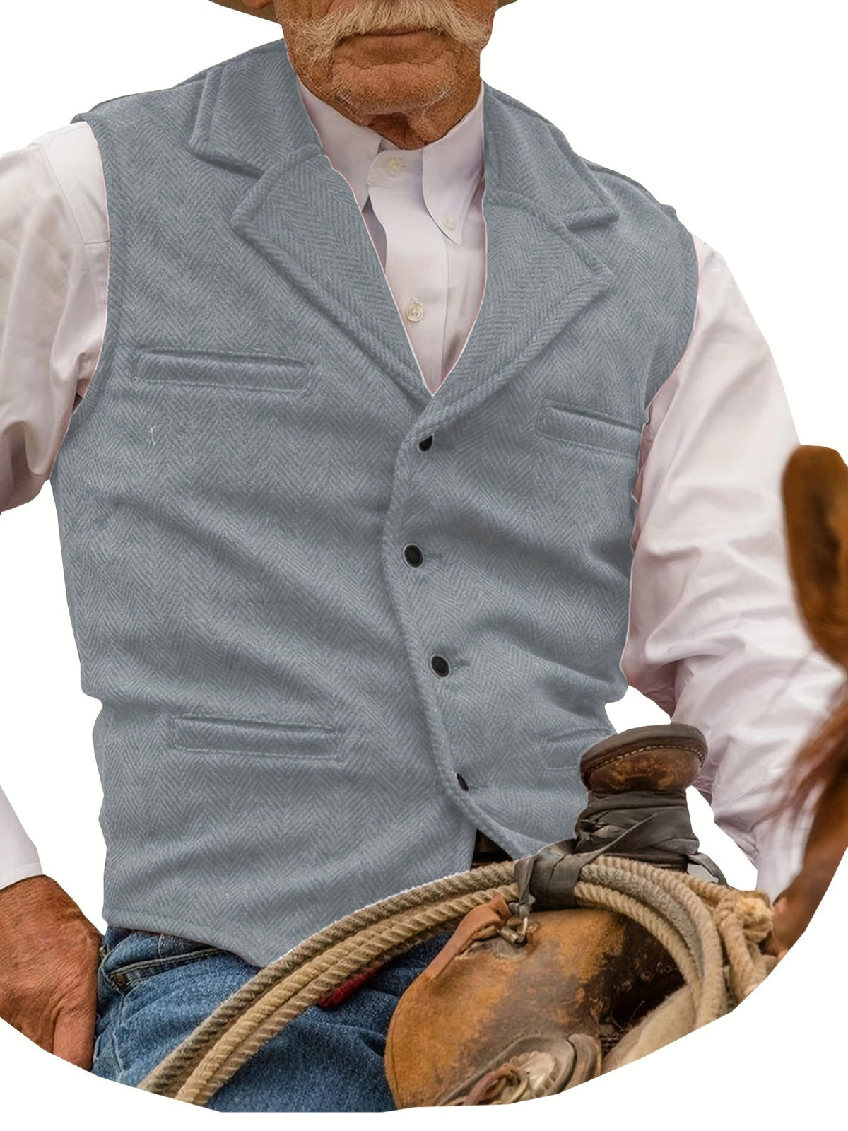 Men's Herringbone Vest with Pockets | Formal Wedding