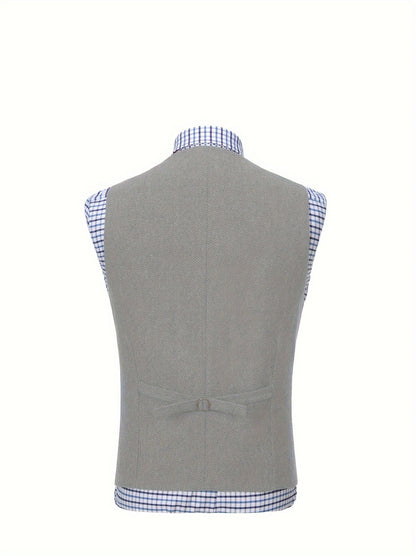 Men's Herringbone Vest with Pockets | Formal Wedding