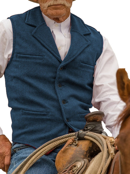 Men's Herringbone Vest with Pockets | Formal Wedding