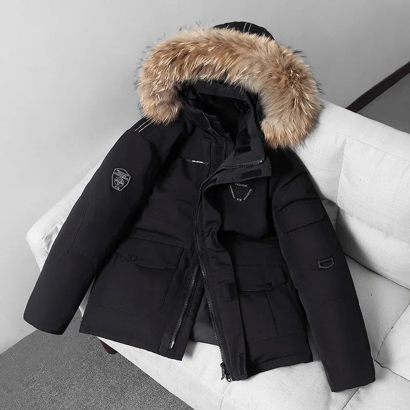 Men's Hooded Jacket with Snap Closure | Removable-Hood Zip Coat