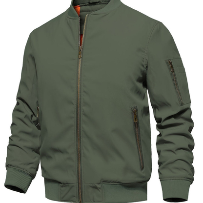 Men's Jacket with Stand Collar | Coats & Jackets - Olive Green