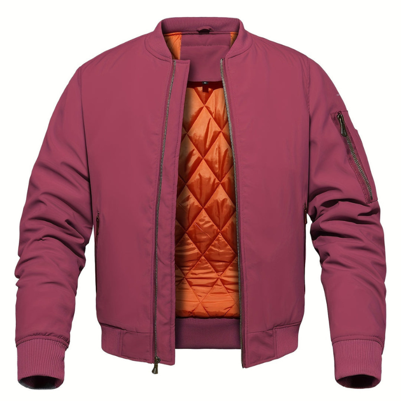 Men's Jacket with Stand Collar | Coats & Jackets - Red