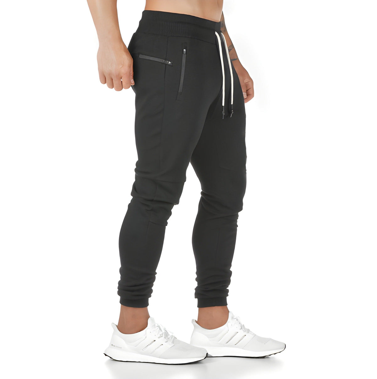 Men's Jogger Pants with Zip Pockets | Lightweight Polyester - Black