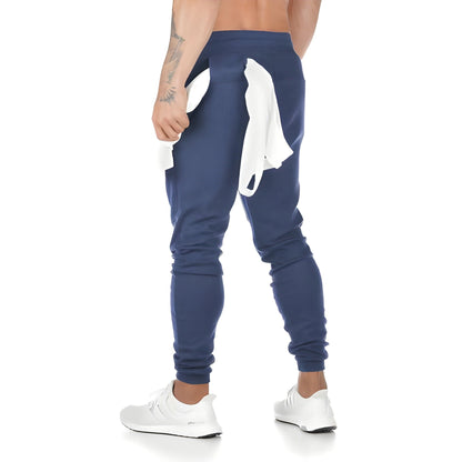 Men's Jogger Pants with Zip Pockets | Lightweight Polyester - Blue