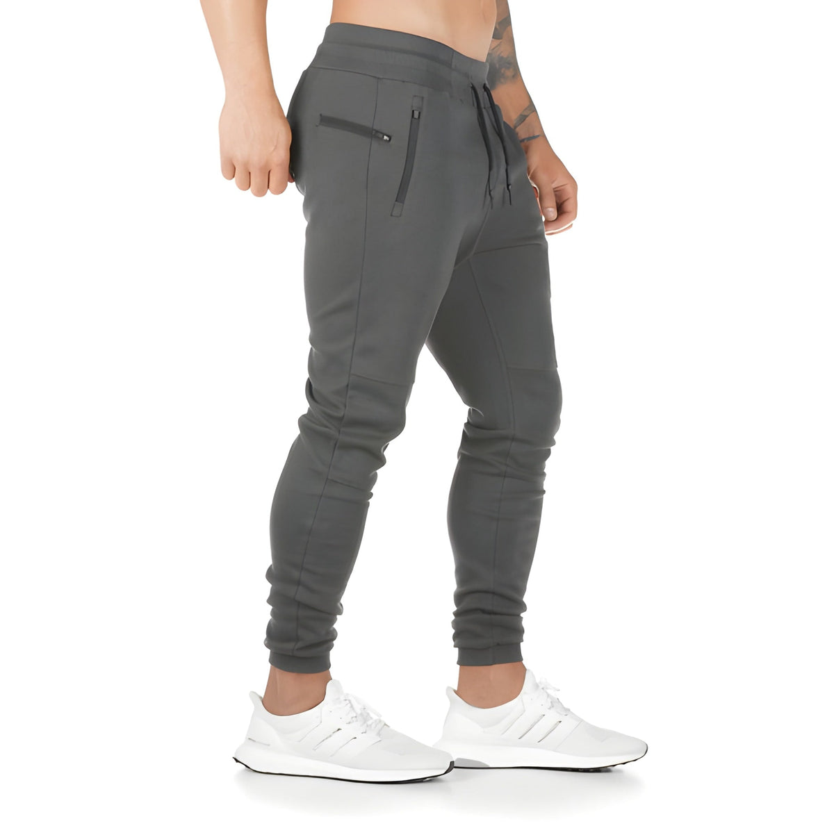 Men's Jogger Pants with Zip Pockets | Lightweight Polyester - Dark Grey