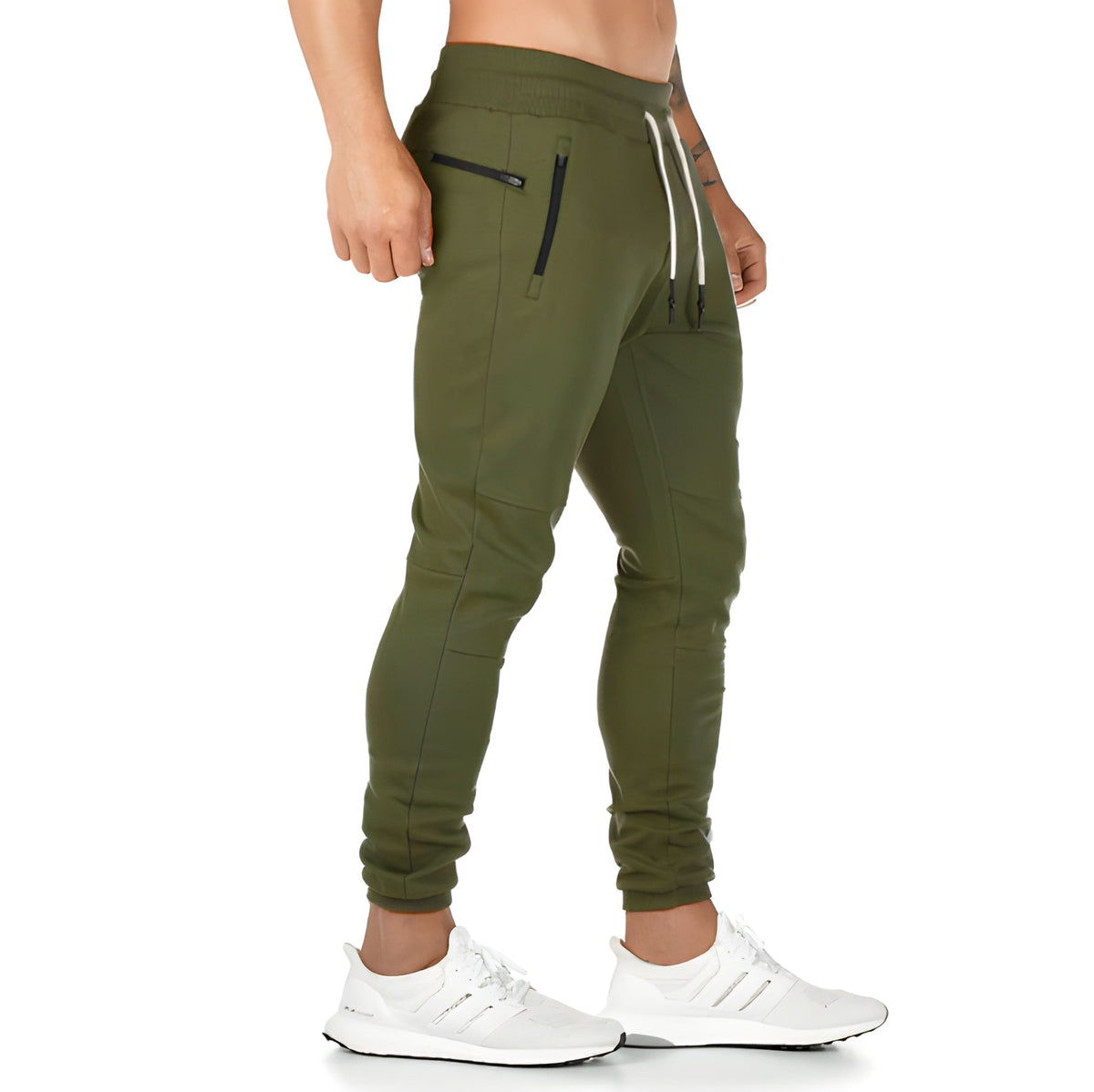Men's Jogger Pants with Zip Pockets | Lightweight Polyester - Green