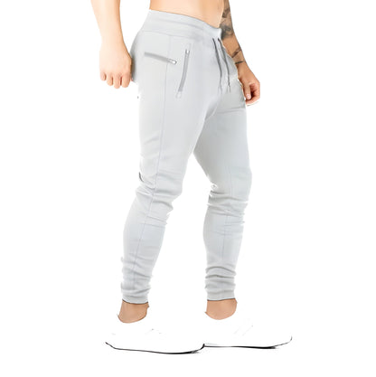Men's Jogger Pants with Zip Pockets | Lightweight Polyester - Light Grey